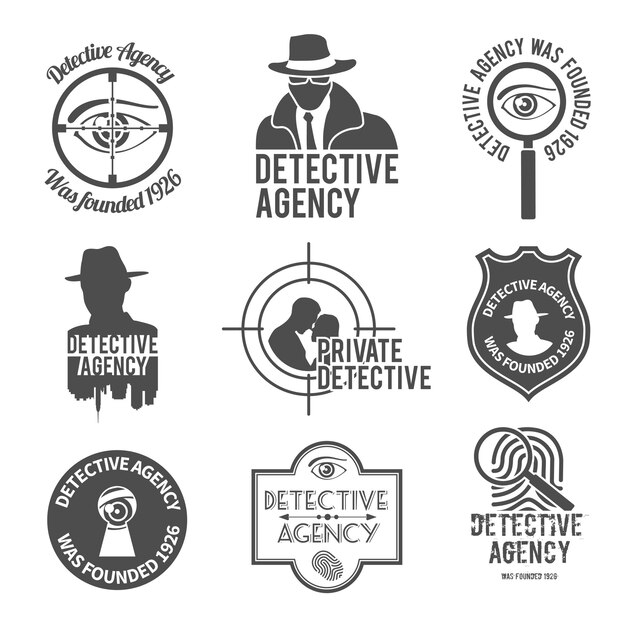 Zestaw logo detektywa