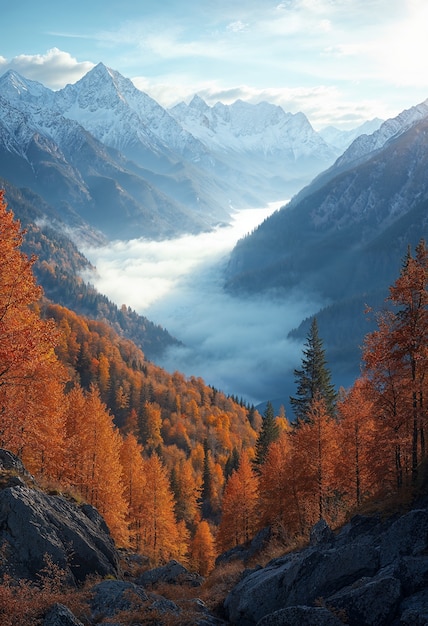 Bezpłatne zdjęcie piękna naturalna scena jesienna