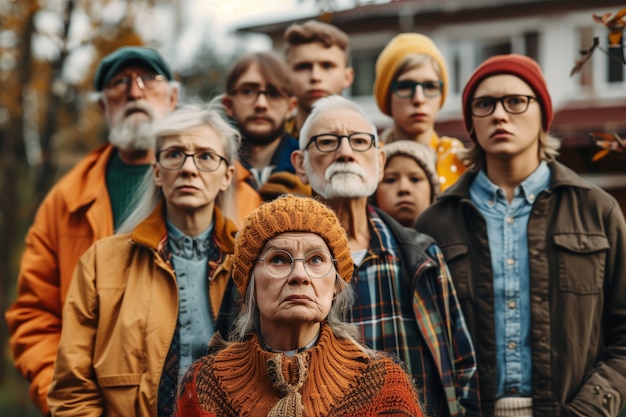 Bezpłatne zdjęcie portret rodziny wielogeneracyjnej dzielącej dom z powodu nieosiągalnego wzrostu cen na rynku mieszkaniowym