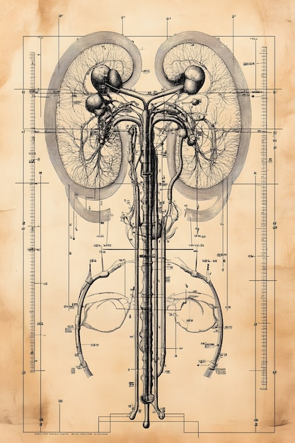 Bezpłatne zdjęcie rysunek anatomiczny w stylu vintage