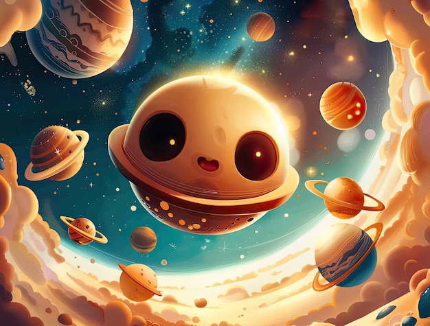 Bezpłatne zdjęcie view of animated cartoon planets
