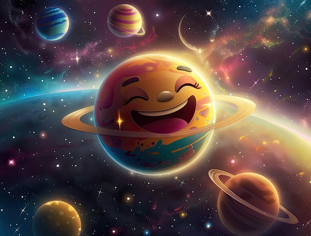 Bezpłatne zdjęcie view of animated cartoon planets