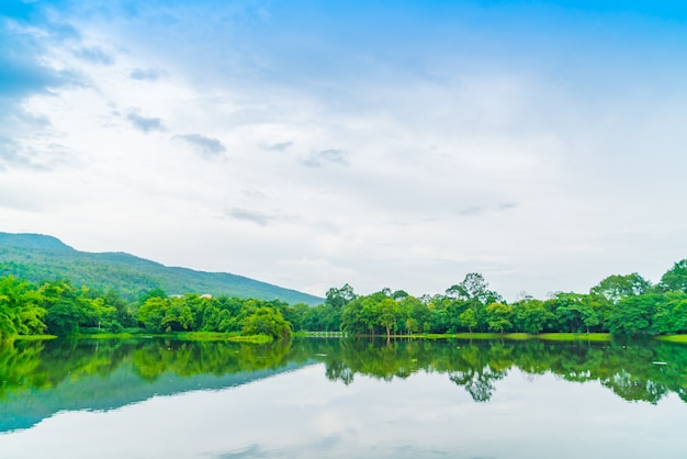 Foto gratuito bellissimo parco verde con lago, ang kaew di chiang mai universi