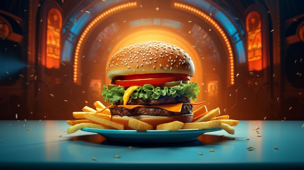 Foto gratuito delizioso hamburger realistico