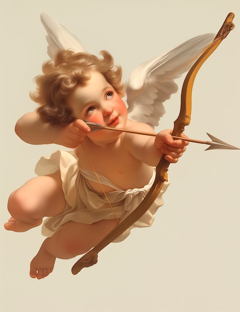 Foto gratuito illustrazione dell'angelo cupido in acquerello rococò