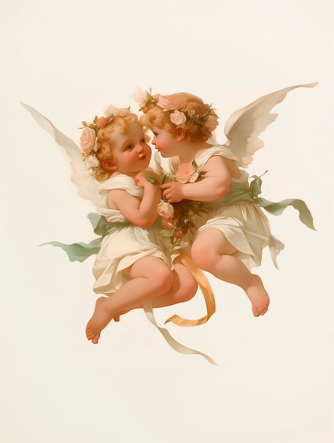 Foto gratuito illustrazione dell'angelo cupido in acquerello rococò