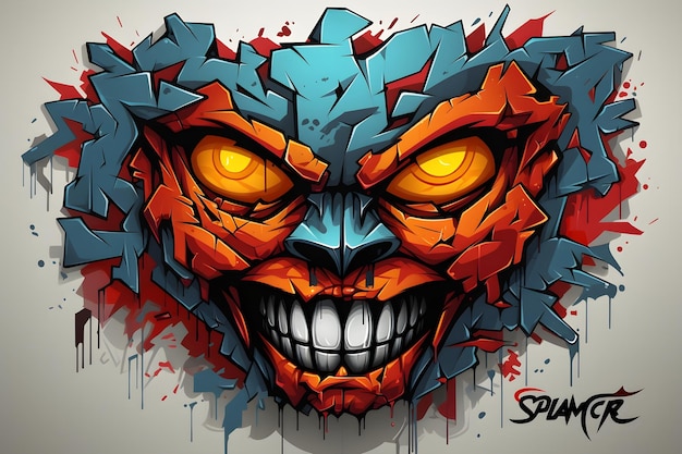 Foto gratuito illustrazione di graffiti di facce di zombie