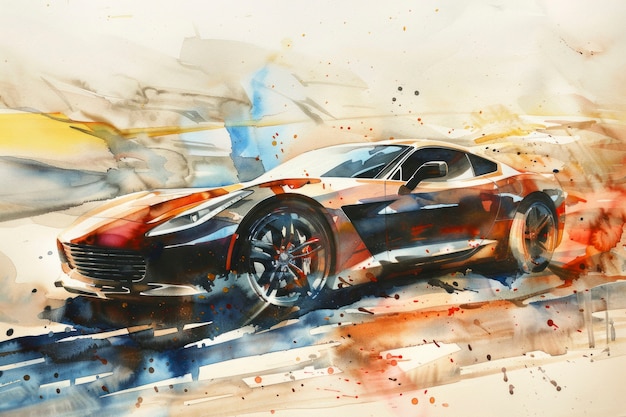 Foto gratuito illustrazione di una pittura ad acquerello per auto