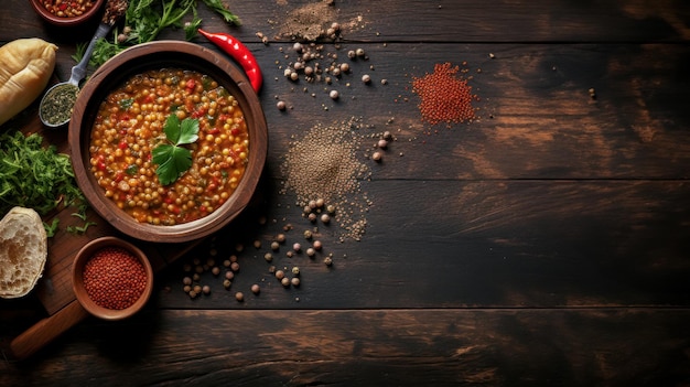 Foto gratuito la zuppa tradizionale della cucina turca è la zuppa di lenticchie, un piatto denso, aromatico e speziato con pepe rosso