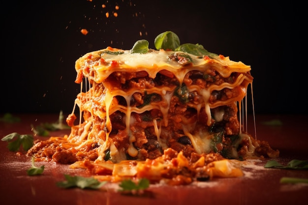 Foto gratuito lasagna fresca con salsa modelli di menu gourmet