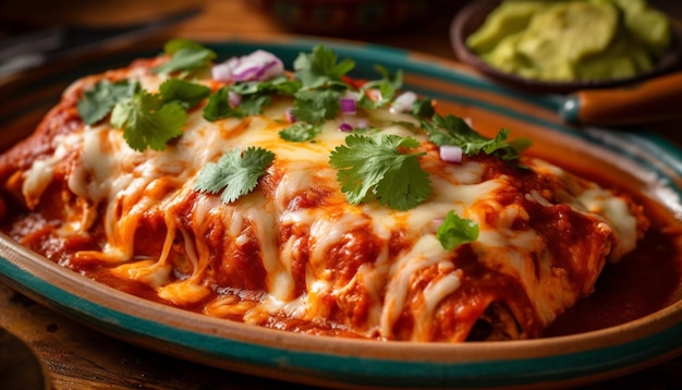 Foto gratuito lasagne appena cotte con ragù saporito alla bolognese generato da ai