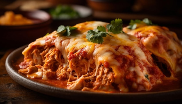 Foto gratuito lasagne fatte in casa con pomodoro fresco e mozzarella generate da ai