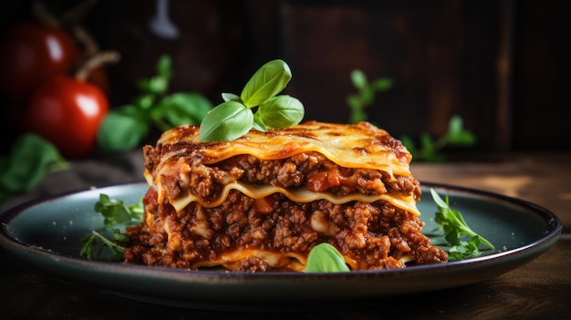 Foto gratuito lasagne tradizionali con ricca salsa bolognese