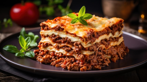 Foto gratuito lasagne tradizionali con ricca salsa bolognese