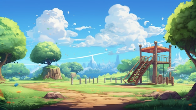 Foto gratuito parco giochi scolastico in stile anime