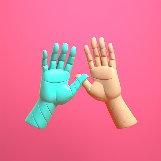 Foto gratuito rappresentazione 3d delle mani in su