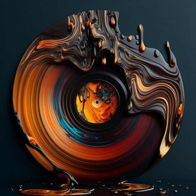 Rendering 3d della fusione del disco in vinile