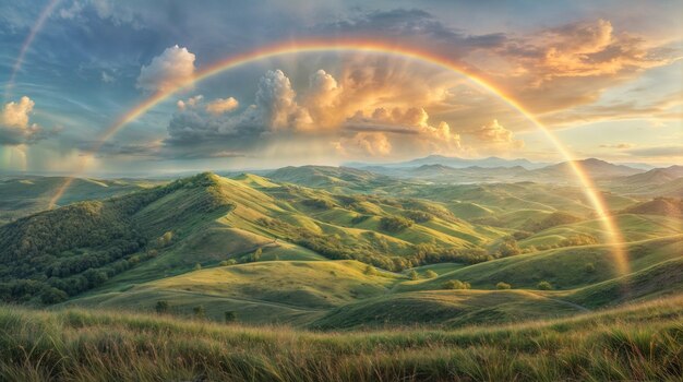 Vista del bellissimo arcobaleno sul paesaggio naturale