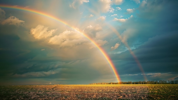 Vista del bellissimo arcobaleno sul paesaggio naturale