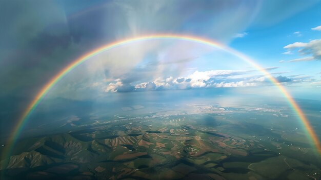 Vista del bellissimo arcobaleno sul paesaggio naturale