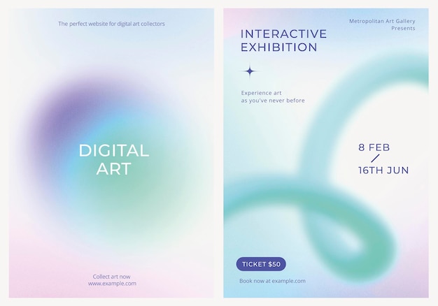 Foto art and design gradient poster template vector set set di in vari disegni poster gradient design vector set aesthetic pastel holographic poster design set pastel holgraphic gradient poster