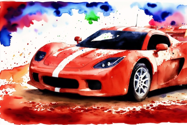 Foto automobile sportiva dell'acquerello a splash of speed meraviglie dell'acquerello delle auto sportive ia generativa