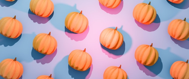 Composizione piatta di zucche di Halloween