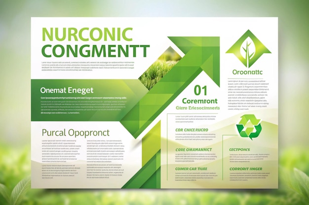 Foto concetto ambiente naturale e prodotti biologici freccia astratta verde disegno naturale disegno naturale layout di volantini materiale di marketing spazio di copia