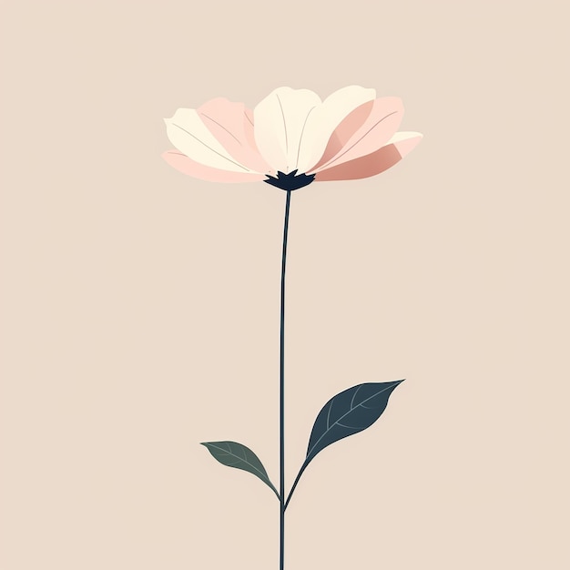 dolce e felice semplice petalo di fiore di cartone animato minimalista nello stile di disegno cartoonish carino beige chiaro e polvere rosa forma semplice arrotondata