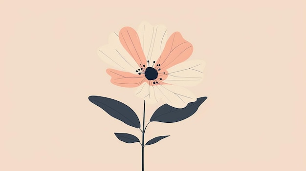 dolce e felice semplice petalo di fiore di cartone animato minimalista nello stile di disegno cartoonish carino beige chiaro e polvere rosa forma semplice arrotondata