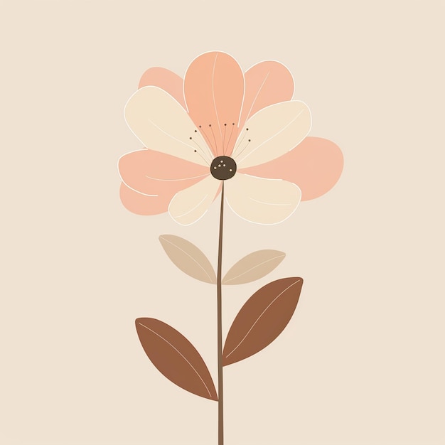 dolce e felice semplice petalo di fiore di cartone animato minimalista nello stile di disegno cartoonish carino beige chiaro e polvere rosa forma semplice arrotondata