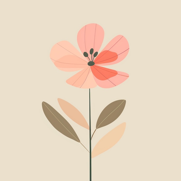 dolce e felice semplice petalo di fiore di cartone animato minimalista nello stile di disegno cartoonish carino beige chiaro e polvere rosa forma semplice arrotondata