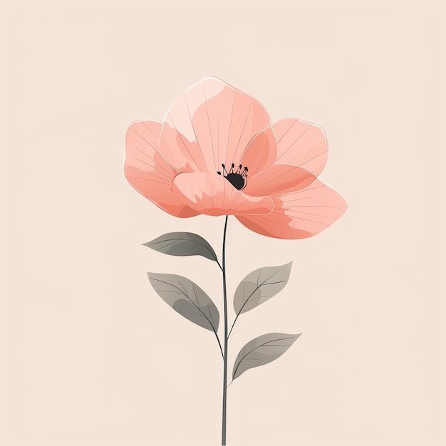 dolce e felice semplice petalo di fiore di cartone animato minimalista nello stile di disegno cartoonish carino beige chiaro e polvere rosa forma semplice arrotondata