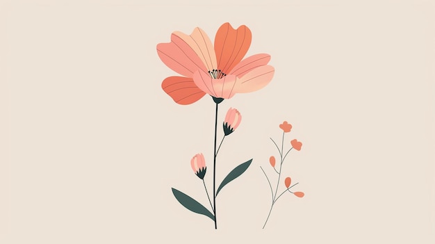 dolce e felice semplice petalo di fiore di cartone animato minimalista nello stile di disegno cartoonish carino beige chiaro e polvere rosa forma semplice arrotondata