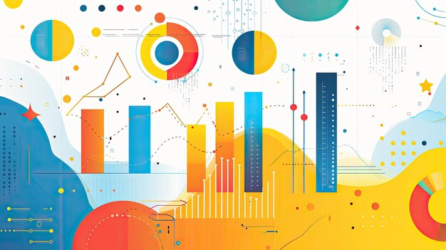 Elementi infografici puliti e moderni con grafici, grafici e icone