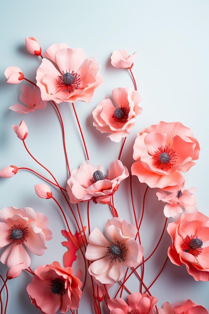 foto di carta da parati con fiori di papavero rosa e rosso