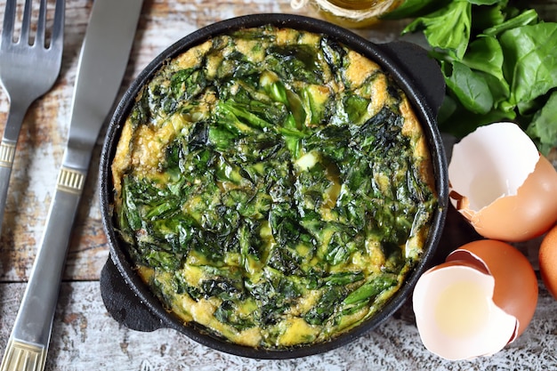 Frittata agli spinaci.