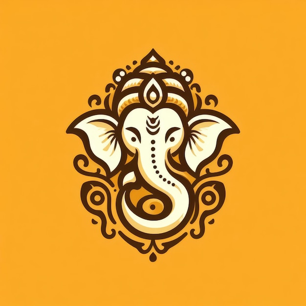 Ganesha modello vettoriale 2D con semplice stile di sfondo e semplice modello di colore