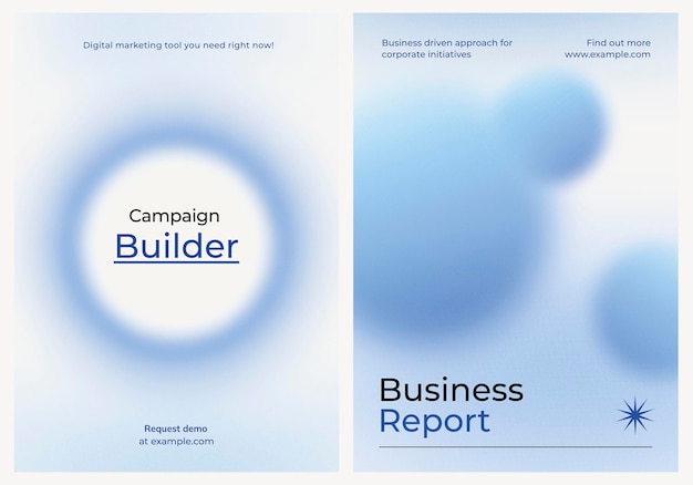 Foto gradient blue business poster template vector set vector set di business pastel blue poster professional business annual poster set di design di poster minimo e semplice business report poster in blu