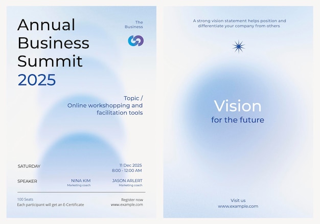 Foto gradient blue business poster template vector set vector set di business pastel blue poster professional business annual poster set di design di poster minimo e semplice business report poster in blu