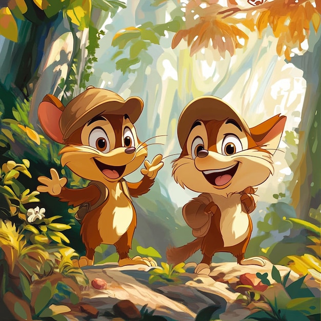 Illustrazione di sfondo del cartone animato di Chip e Dale