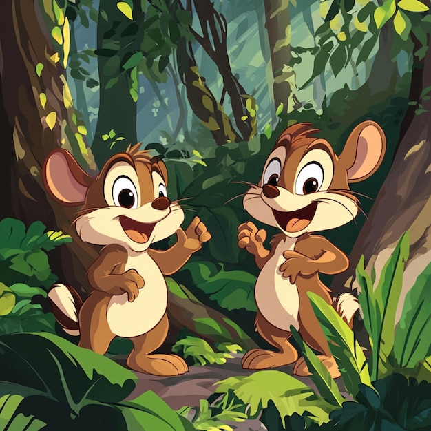 Illustrazione di sfondo del cartone animato di Chip e Dale