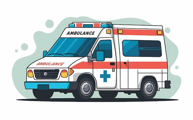 Illustrazione vettoriale colorata di un'ambulanza su uno sfondo bianco isolato