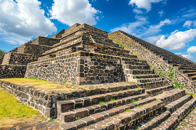 La Grande Piramide di Cholula con i suoi strati e scale foto illustrativa degli Aztechi