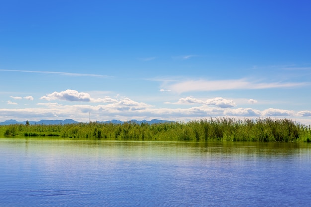 Foto lago albufera a valencia in un giorno blu soleggiato