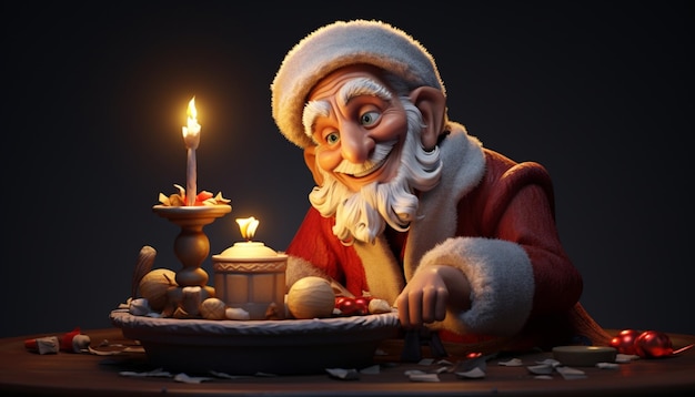 Personaggio 3D dell'uomo nella notte di Natale