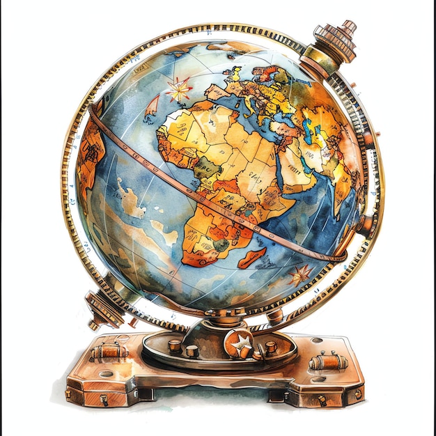 steampunk clipart del globo del mondo cool futuristico e vecchio