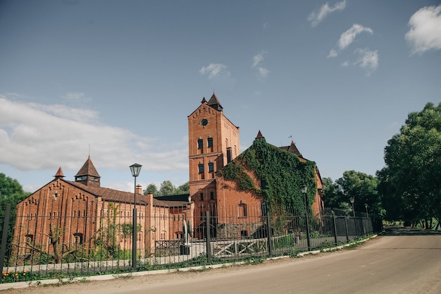 Storia bel castello di mattoni e pietra ricoperto di liane