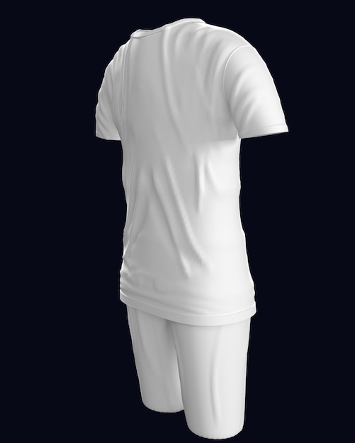 Foto t-shirt polo da uomo in jersey bianco tinta unita fronte retro e vista laterale modello tshirt moda rendering 3d f