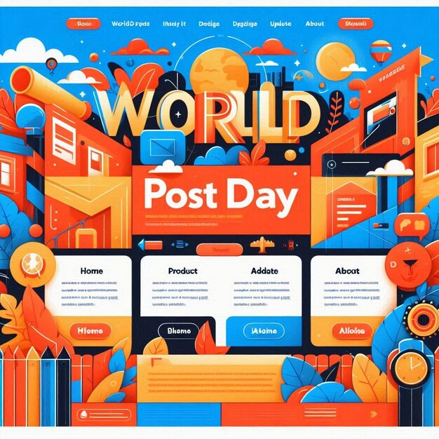 Foto template di pagina di destinazione disegnata a mano per il world post day